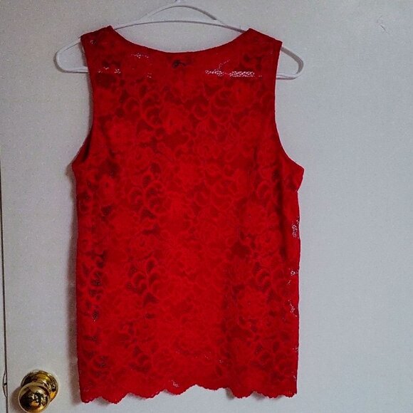 Streetwear Society,red Lace Sleeveless Top For Women US XL SKU 61205084 - Picture 5 of 6